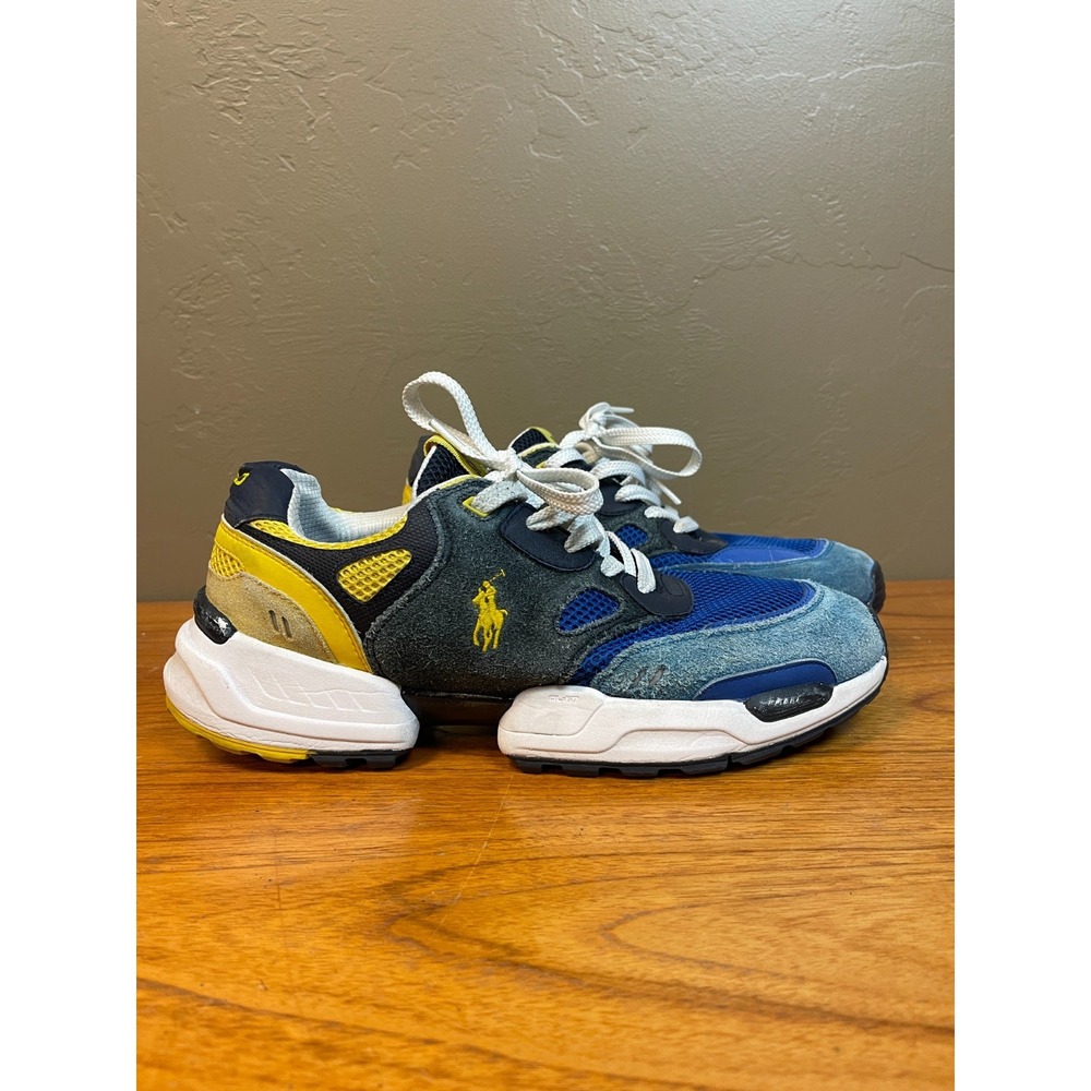 Polo Ralph Lauren Shoes Mens 10.5 Blue Colorblock Leather Suede Jogger Sneakers